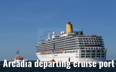 Arcadia departing cruise port Warnemuende 09. August 2015