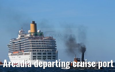 Arcadia departing cruise port Warnemuende 09. August 2015
