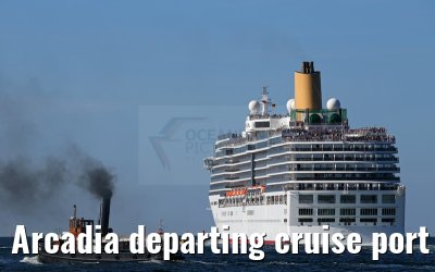 Arcadia departing cruise port Warnemuende 09. August 2015