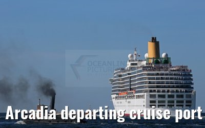 Arcadia departing cruise port Warnemuende 09. August 2015