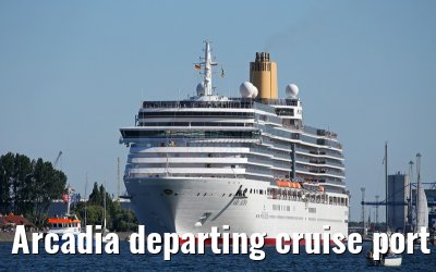 Arcadia departing cruise port Warnemuende 09. August 2015