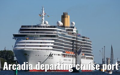 Arcadia departing cruise port Warnemuende 09. August 2015
