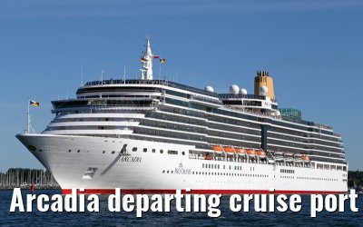 Arcadia departing cruise port Warnemuende 09. August 2015