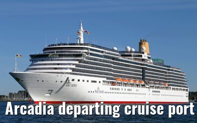 Arcadia departing cruise port Warnemuende 09. August 2015