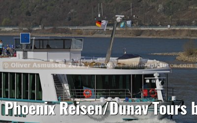 Phoenix Reisen/Dunav Tours brand new ARIANA on the first journey from Koblenz to Rudesheim - March 22, 2012