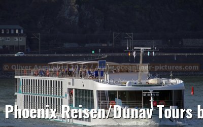 Phoenix Reisen/Dunav Tours brand new ARIANA on the first journey from Koblenz to Rudesheim - March 22, 2012
