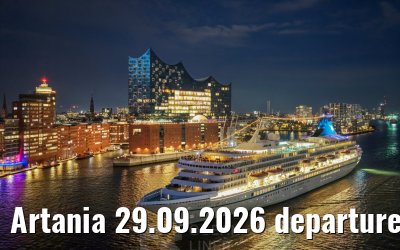 Artania 29.09.2026 departure Hamburg Elbphilharmonie