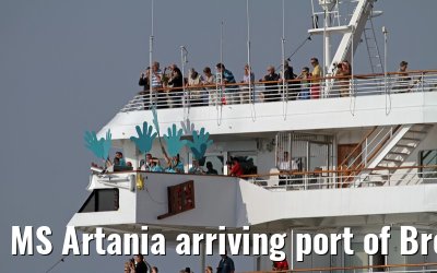 MS Artania arriving port of Bremerhaven, 29. July 2013
