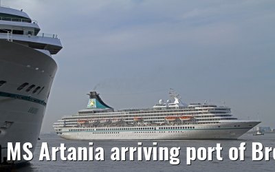 MS Artania arriving port of Bremerhaven, 29. July 2013