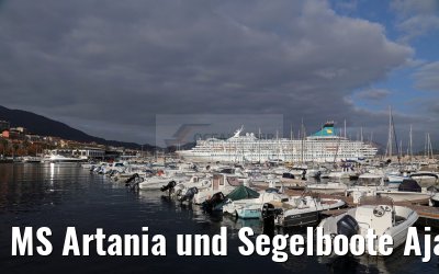 MS Artania und Segelboote Ajaccio, Korsika 19.12.2015