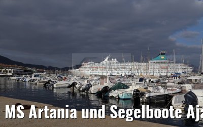 MS Artania und Segelboote Ajaccio, Korsika 19.12.2015
