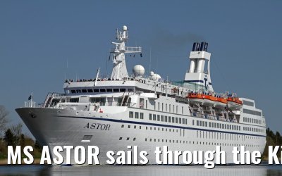 MS ASTOR sails through the Kiel Canal on 03 May 2013