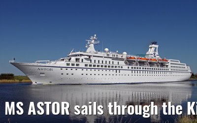 MS ASTOR sails through the Kiel Canal on 03 May 2013