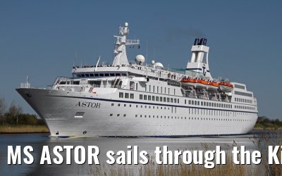 MS ASTOR sails through the Kiel Canal on 03 May 2013