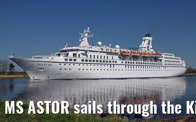 MS ASTOR sails through the Kiel Canal on 03 May 2013
