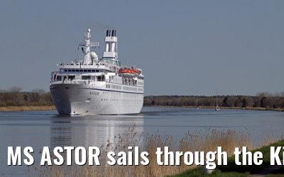 MS ASTOR sails through the Kiel Canal on 03 May 2013