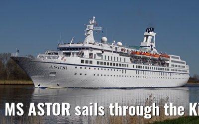 MS ASTOR sails through the Kiel Canal on 03 May 2013