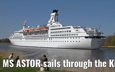 MS ASTOR sails through the Kiel Canal on 03 May 2013