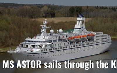 MS ASTOR sails through the Kiel Canal on 03 May 2013