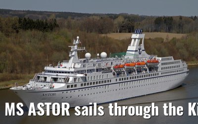 MS ASTOR sails through the Kiel Canal on 03 May 2013