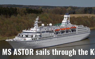 MS ASTOR sails through the Kiel Canal on 03 May 2013