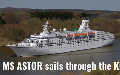 MS ASTOR sails through the Kiel Canal on 03 May 2013