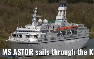 MS ASTOR sails through the Kiel Canal on 03 May 2013