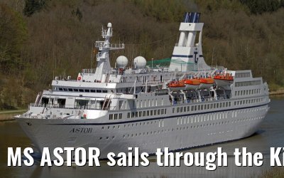 MS ASTOR sails through the Kiel Canal on 03 May 2013