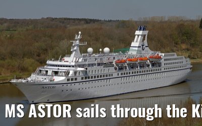 MS ASTOR sails through the Kiel Canal on 03 May 2013