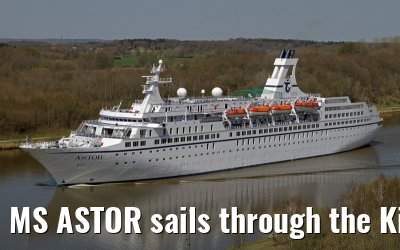 MS ASTOR sails through the Kiel Canal on 03 May 2013