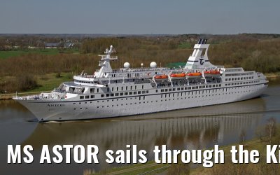 MS ASTOR sails through the Kiel Canal on 03 May 2013