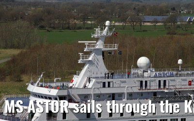 MS ASTOR sails through the Kiel Canal on 03 May 2013