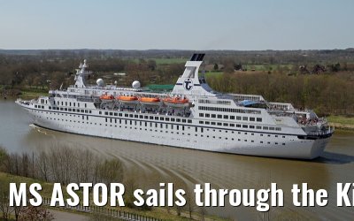 MS ASTOR sails through the Kiel Canal on 03 May 2013