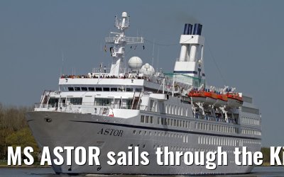 MS ASTOR sails through the Kiel Canal on 03 May 2013