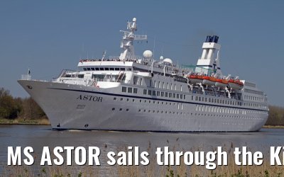 MS ASTOR sails through the Kiel Canal on 03 May 2013