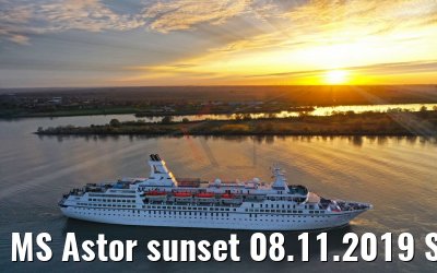 MS Astor sunset 08.11.2019 Sonnenstrahl