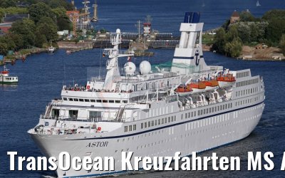 TransOcean Kreuzfahrten MS Astor leaves the Kiel Canal locks in Holtenau 29.08.2016
