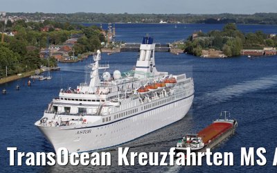 TransOcean Kreuzfahrten MS Astor leaves the Kiel Canal locks in Holtenau 29.08.2016