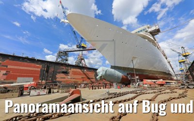 Panoramaansicht auf Bug und Anker MS Amera