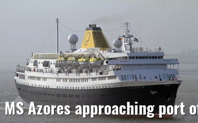 MS Azores approaching port of Bremerhaven, 29.03.2014