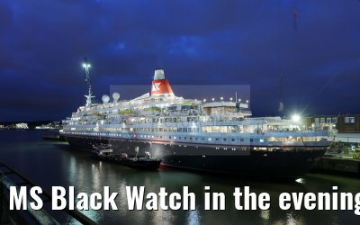 MS Black Watch in the evening at the shipyard Blohm+Voss in Hamburg 12.12.2016