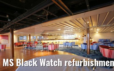 MS Black Watch refurbishment, Lido Lounge with new furniture and new colors 12.12.2016