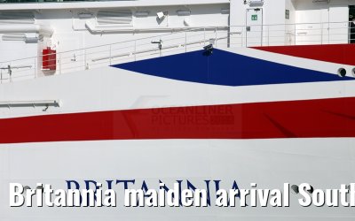 Britannia maiden arrival Southampton 06.03.2015