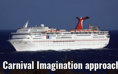 Carnival Imagination approaching port of Nassau, 18. April 2009