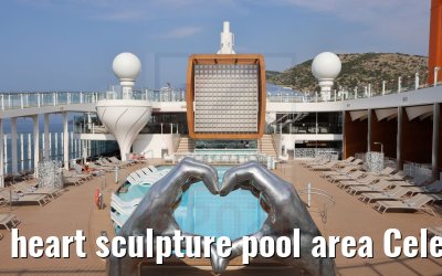 heart sculpture pool area Celebrity Apex