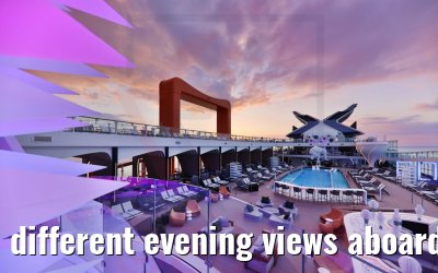different evening views aboard Celebrity Beyond