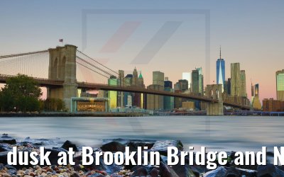 dusk at Brooklin Bridge and New York skyline 27.10.2022