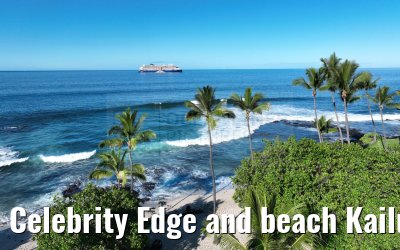 Celebrity Edge and beach Kailua-Kona 01.10.2024 morning view