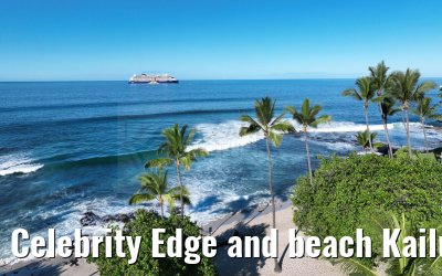 Celebrity Edge and beach Kailua-Kona 01.10.2024 morning view