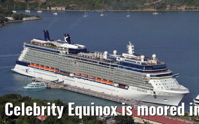 Celebrity Equinox is moored in the port of Charlotte Amalie, 08. February 2010